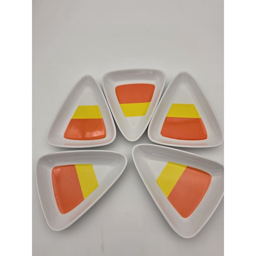 5 Candy Corn Dishes  6.5 Inch Halloween Fall Decor Trinket Candy Dish